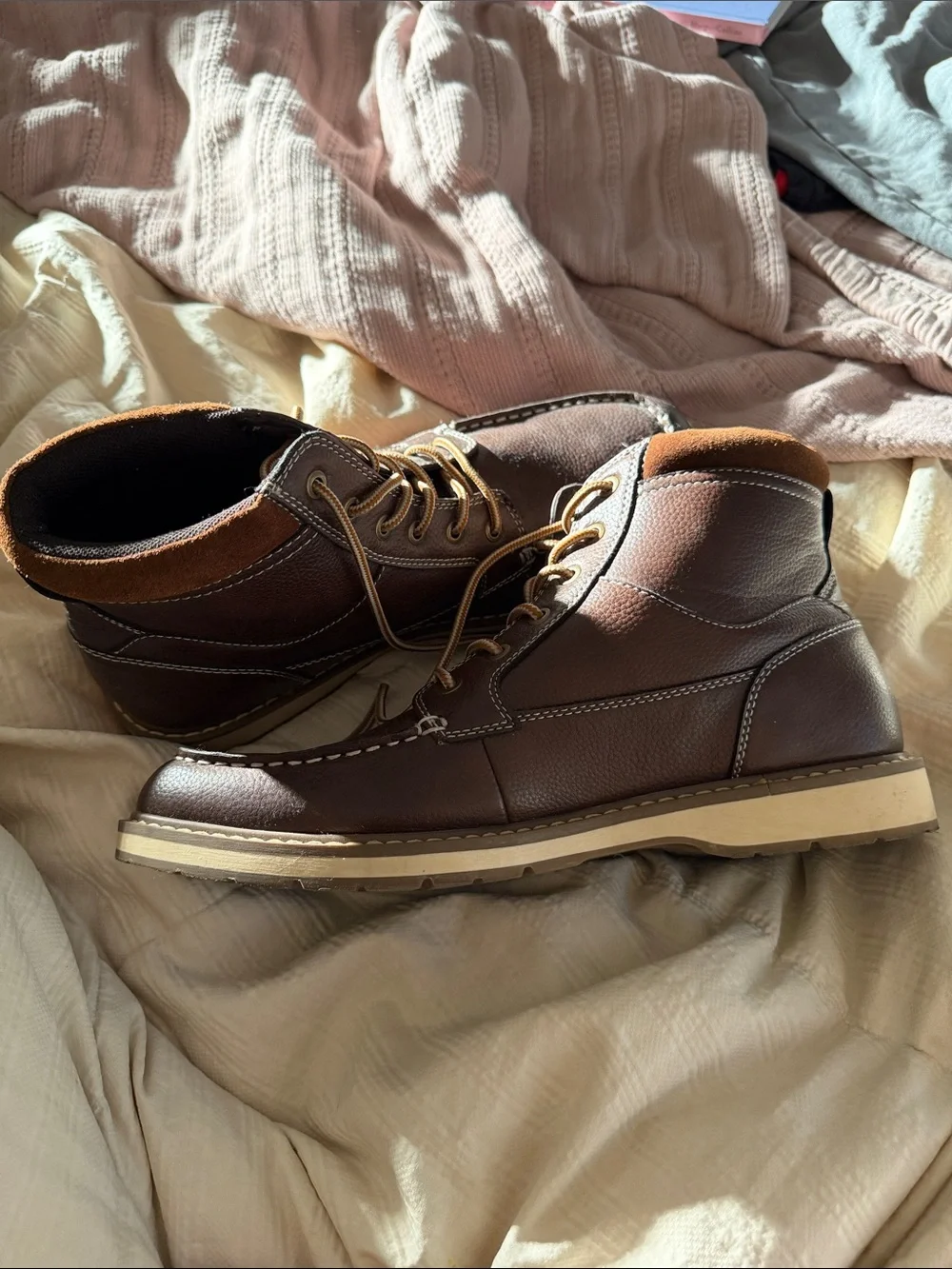 Goodfellow & Co Brown Leather Chukka Boots with Tan Collar